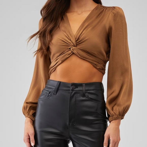 Astr Brown Twist Front Blouse - Picture 1 of 4